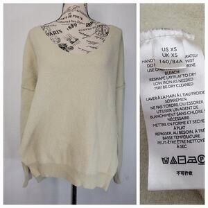 Free People Sweater Weather SZ XS Boxy Oversized V Neck In Marzipan Combo